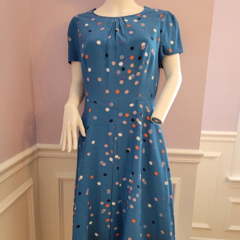 Boden Teal Polk a Dot Dress